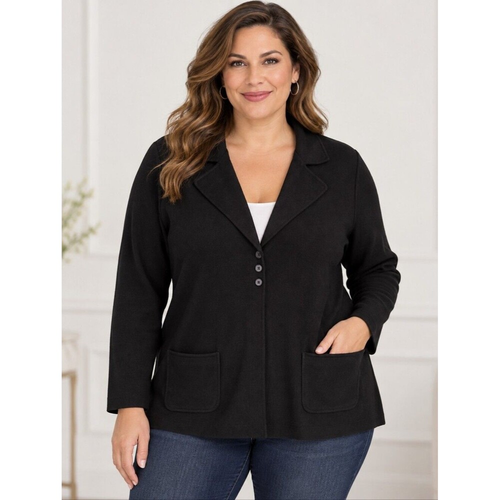 Bryant women's black V-neck button down sweater with pockets, 14/16